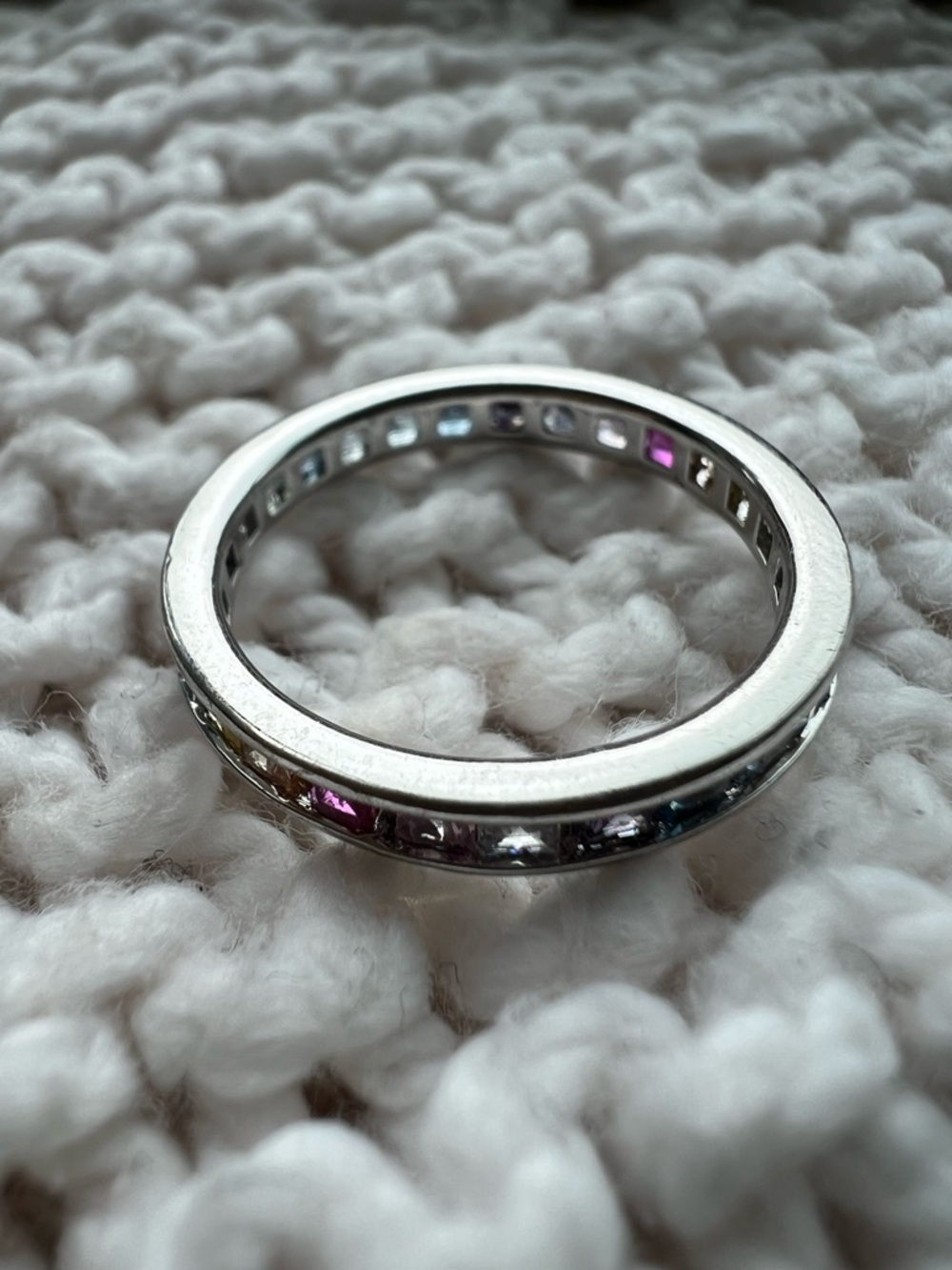 Multicolor Eternity Band - Rainbow CZ Accent rhodium plated - Bomb Party - SZ 7 - Picture 6 of 7